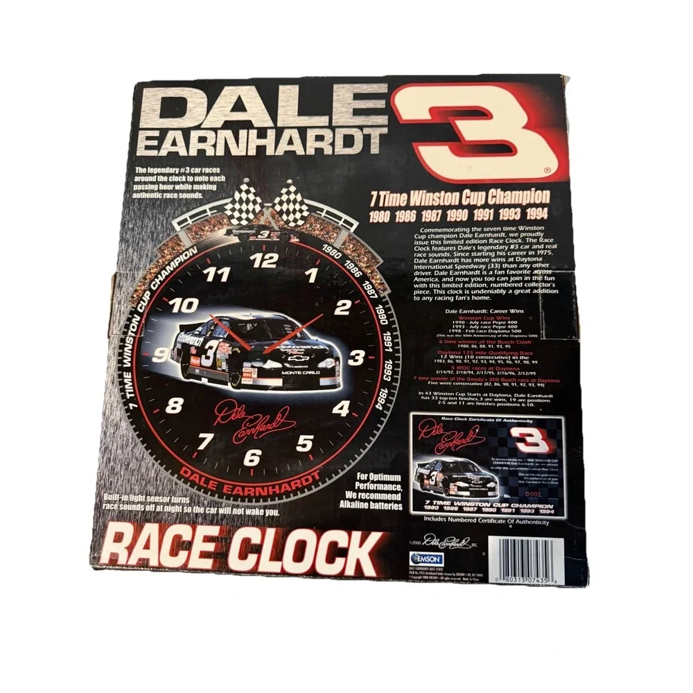 Dale Earnhardt #3 Race Clock Wall Clock Real Race Sounds Emson 7x Champion 2000